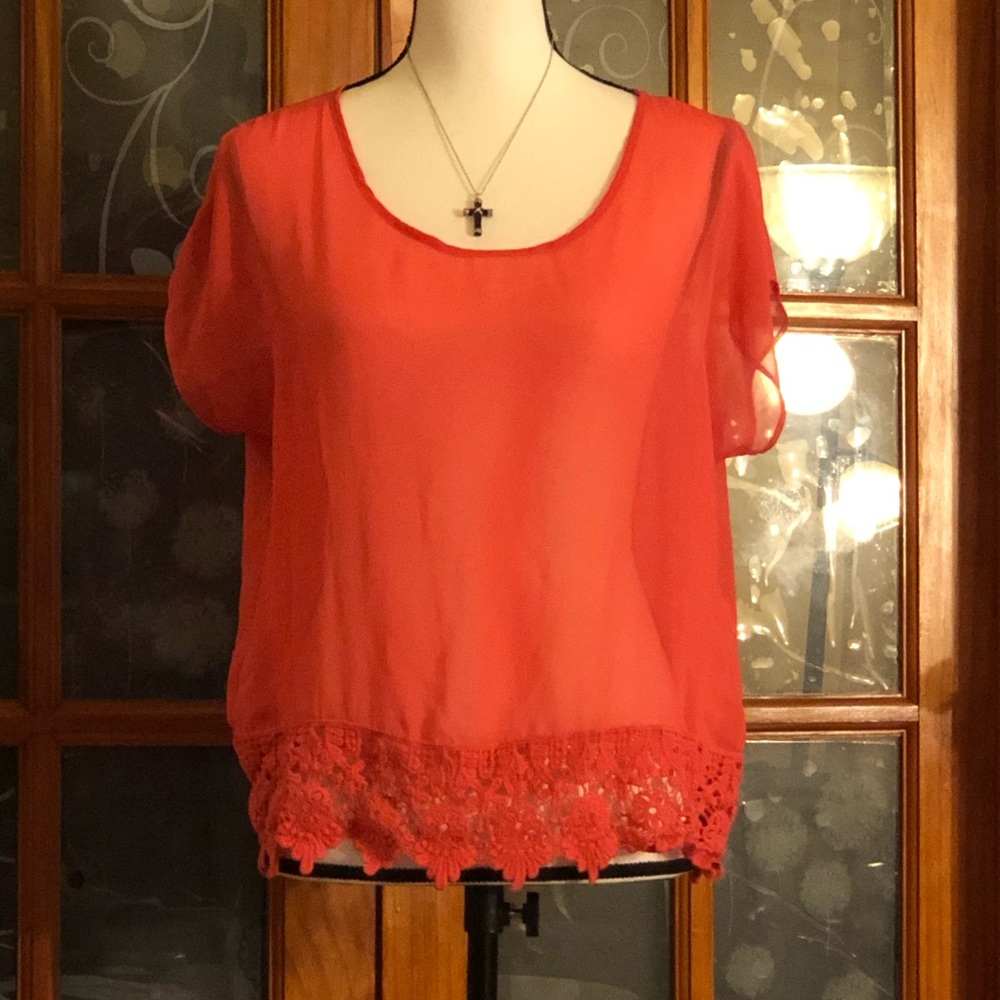 🤗 3 for$25 Sheer orange top